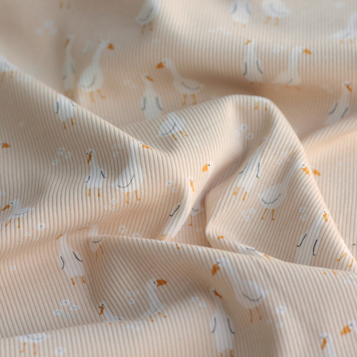 copy of Jersey coton côtes fines à motifs petits coeurs camel et ocre