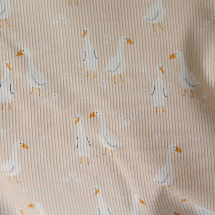 copy of Jersey coton côtes fines à motifs petits coeurs camel et ocre