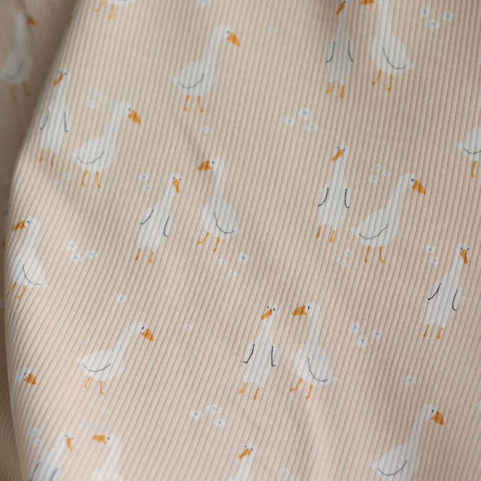 copy of Jersey coton côtes fines à motifs petits coeurs camel et ocre