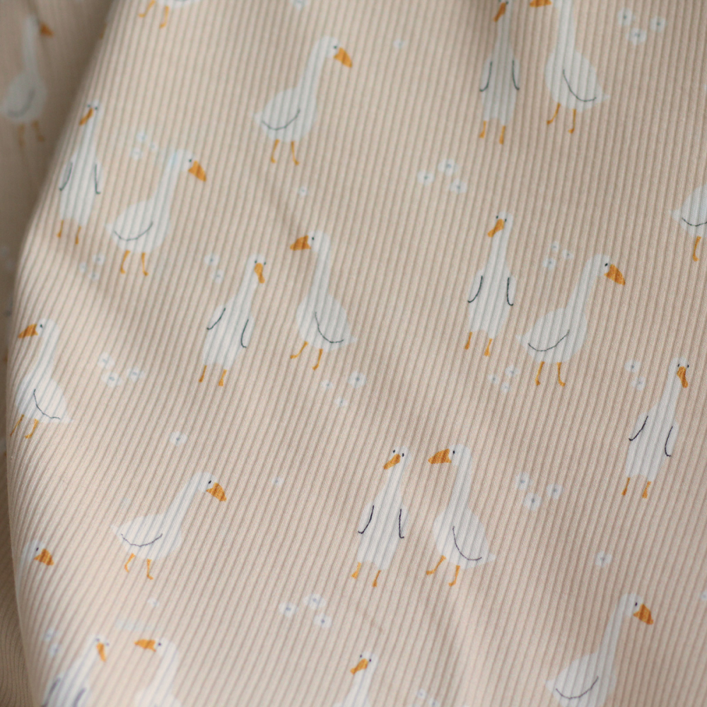 copy of Jersey coton côtes fines à motifs petits coeurs camel et ocre