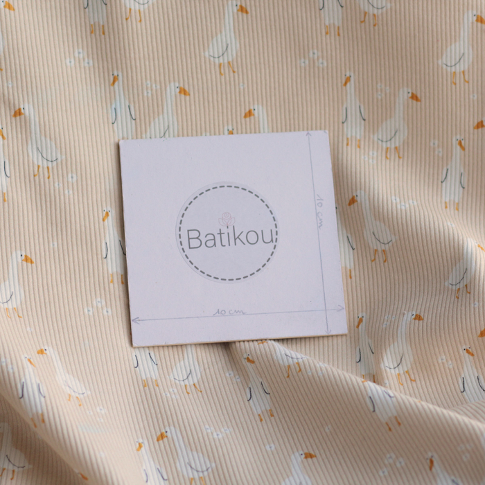 copy of Jersey coton côtes fines à motifs petits coeurs camel et ocre