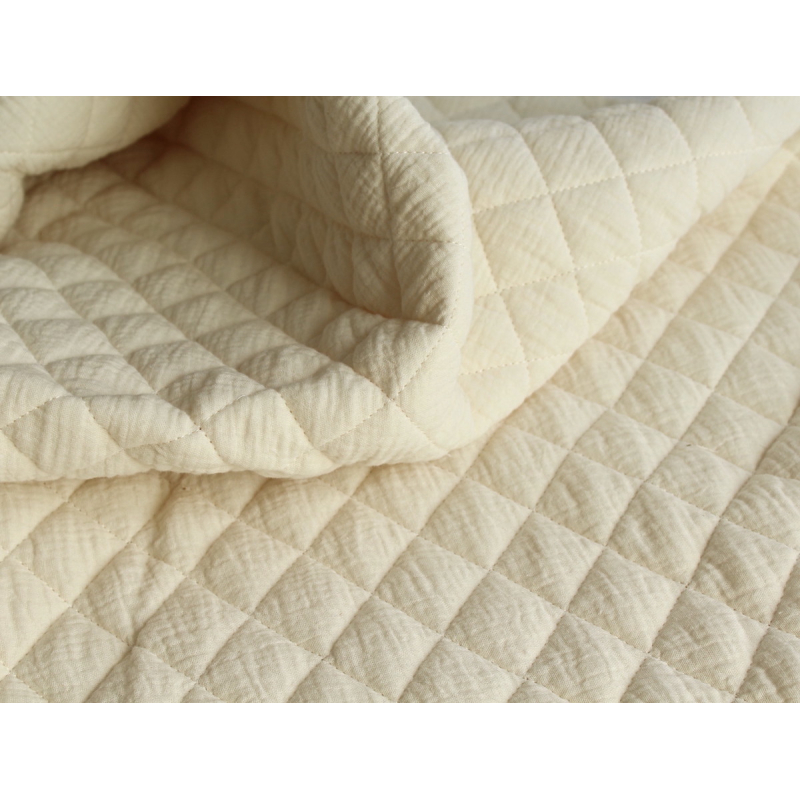 Tissu matelassé double gaze coton uni écru