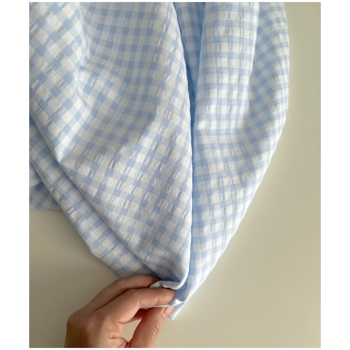 Seersucker / Coton gaufré vichy 6mm bleu ciel / blanc Seersucker / Coton gaufré vichy 6mm bleu ciel / blanc