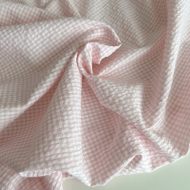 Seersucker / Coton gaufré vichy mini 3mm rose dragée / blanc