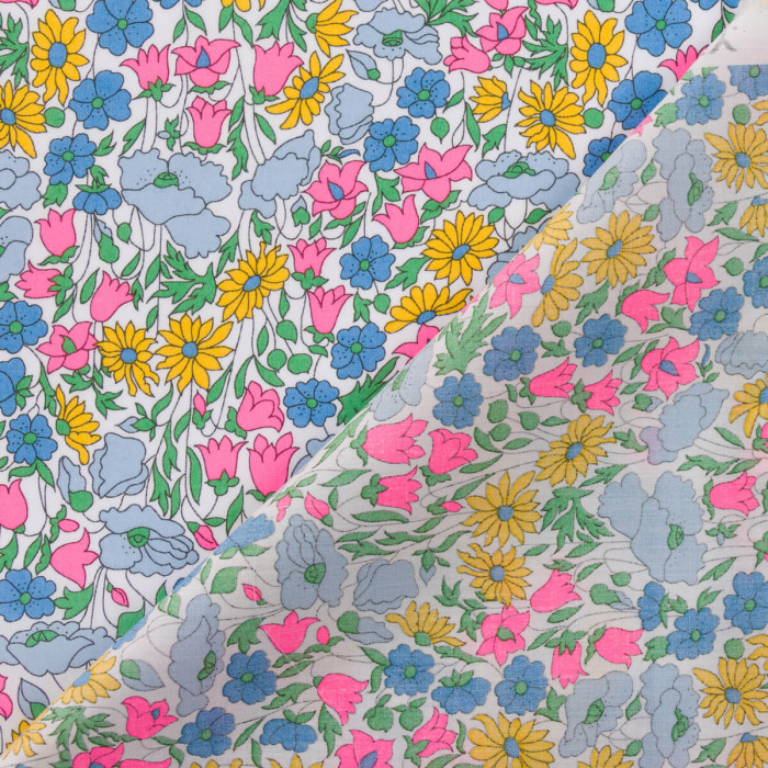 Liberty Tana Lawn® Poppy daisy fleur rose fluo