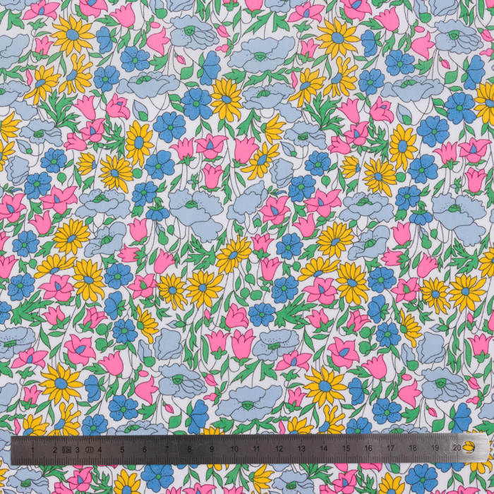 Liberty Tana Lawn® Poppy daisy fleur rose fluo
