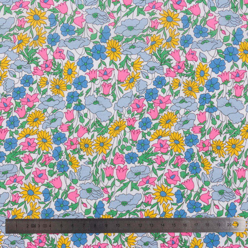 Liberty Tana Lawn® Poppy daisy fleur rose fluo