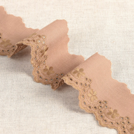 Galon coton broderie anglaise 50mm x 1m camel Galon coton broderie anglaise 50mm x 1m camel