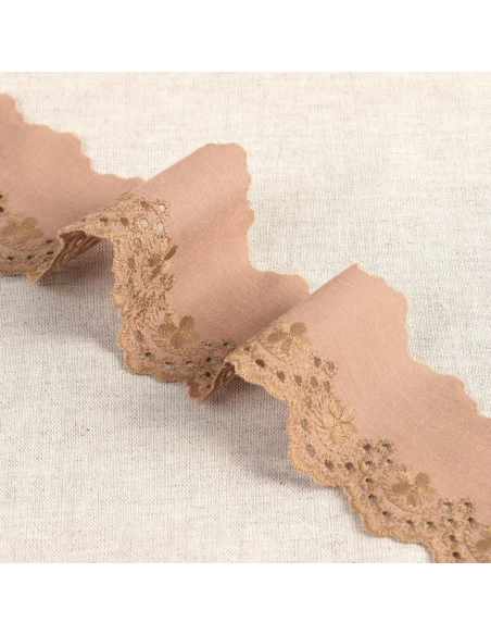 Galon coton broderie anglaise 50mm x 1m camel