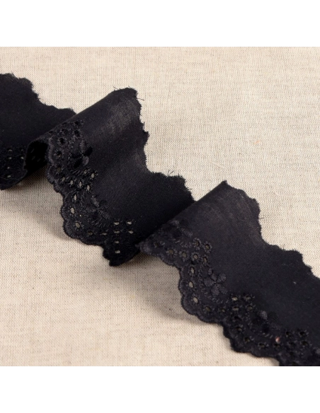 Galon coton broderie anglaise 50mm x 1m noir