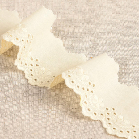 Galon coton broderie anglaise 50mm x 1m écru Galon coton broderie anglaise 50mm x 1m écru