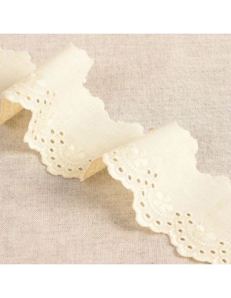 Galon coton broderie anglaise 50mm x 1m écru
