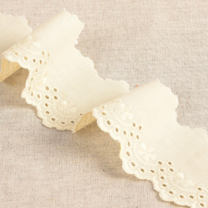 Galon coton broderie anglaise 50mm x 1m écru