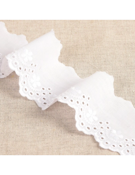 Galon coton broderie anglaise 50mm x 1m blanc