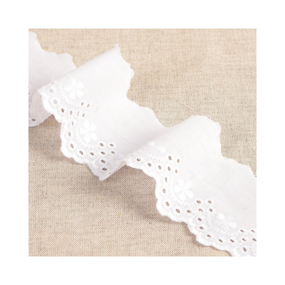 Galon coton broderie anglaise 50mm x 1m blanc
