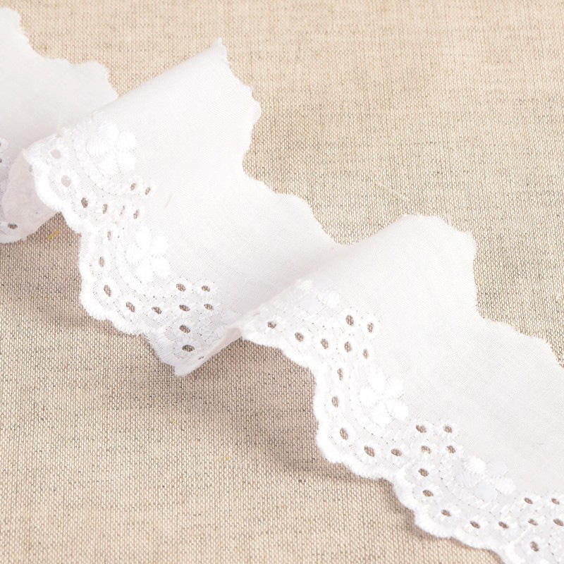 Galon coton broderie anglaise 50mm x 1m blanc