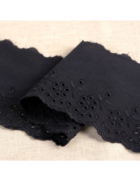 Galon coton broderie anglaise 95mm x 1m Noir