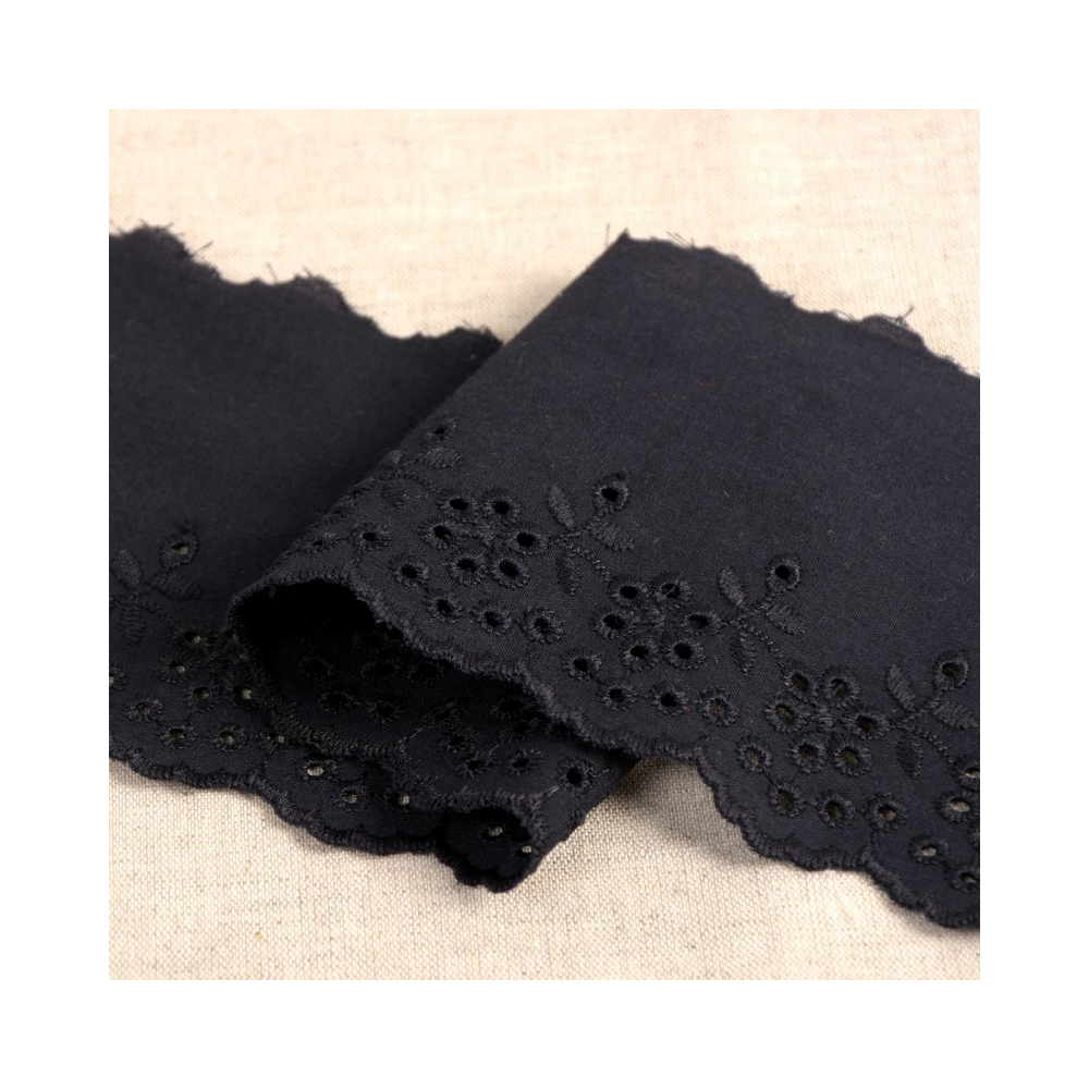 Galon coton broderie anglaise 95mm x 1m Noir