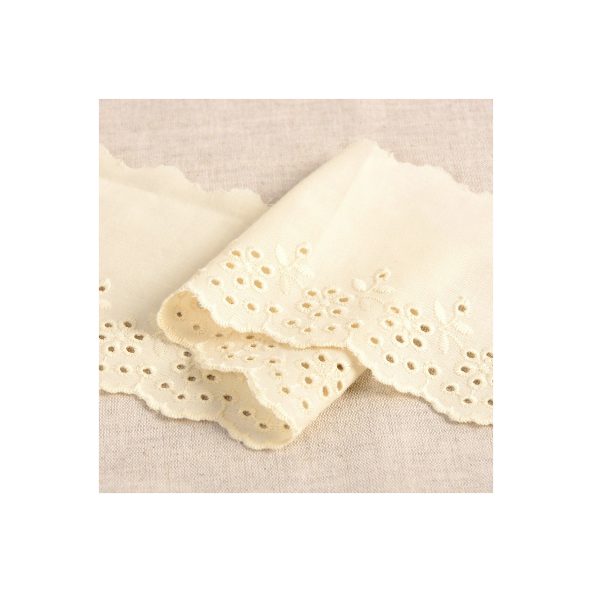 Galon coton broderie anglaise 95mm x 1m écru Galon coton broderie anglaise 95mm x 1m écru