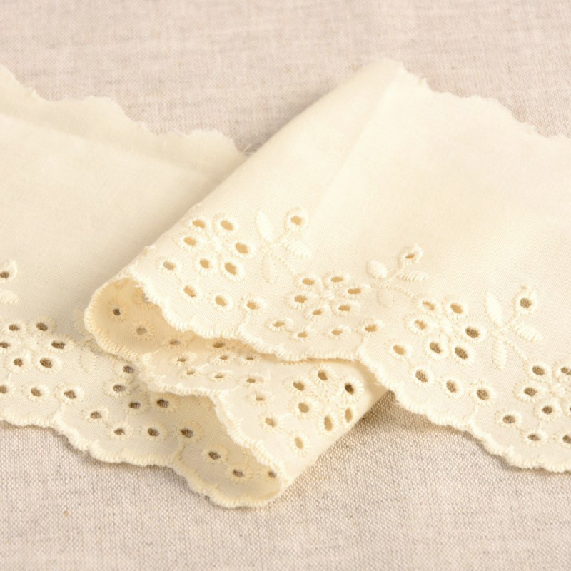 Galon coton broderie anglaise 95mm x 1m écru