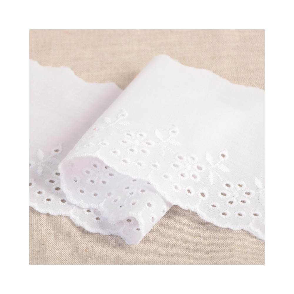 Galon coton broderie anglaise 95mm x 1m blanc