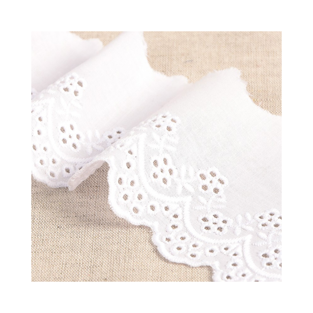Galon coton broderie anglaise 73mm x 1m blanc