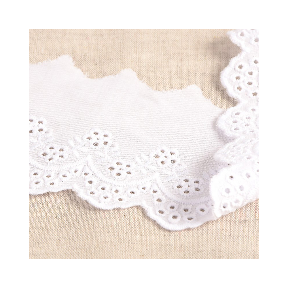 Galon coton broderie anglaise 73mm x 1m blanc