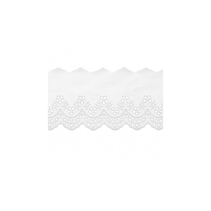 Galon coton broderie anglaise 73mm x 1m blanc