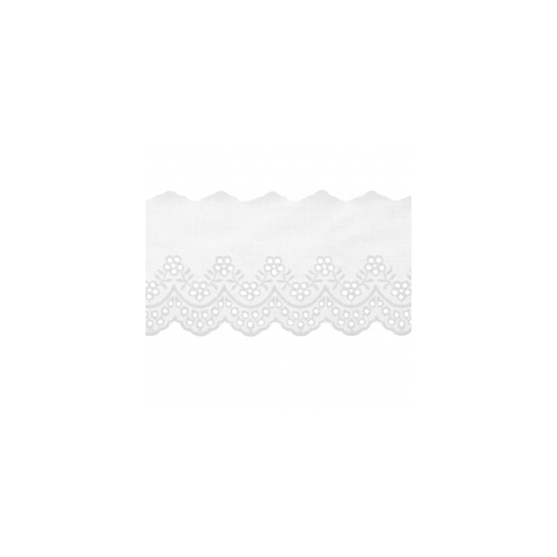 Galon coton broderie anglaise 73mm x 1m blanc