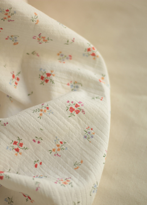 copy of Annabelle - Tissu double coton piqué droit motif fleuri