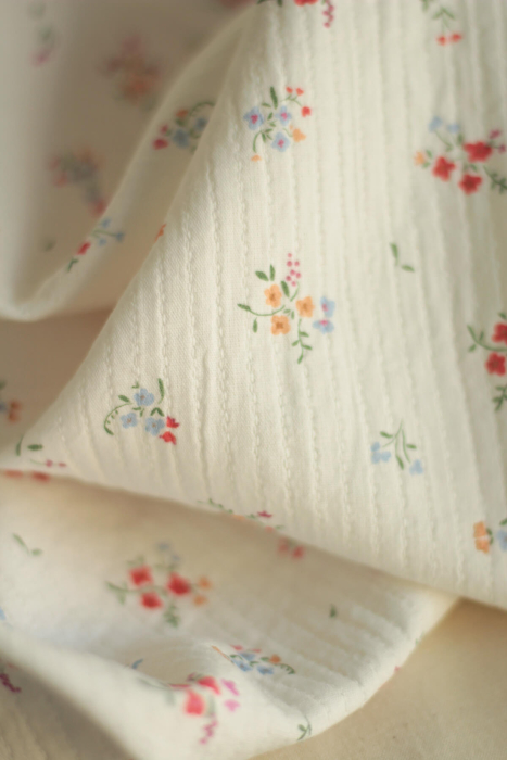 copy of Annabelle - Tissu double coton piqué droit motif fleuri