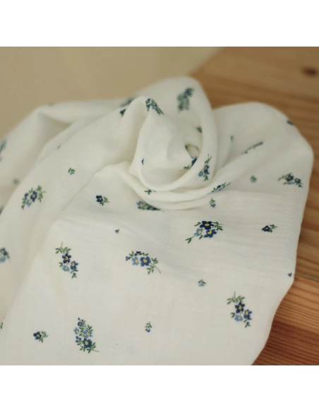 copy of ROZEN - Double gaze de coton BIO blanc motif exclusif