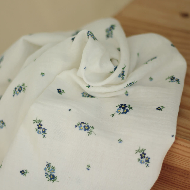 copy of ROZEN - Double gaze de coton BIO blanc motif exclusif