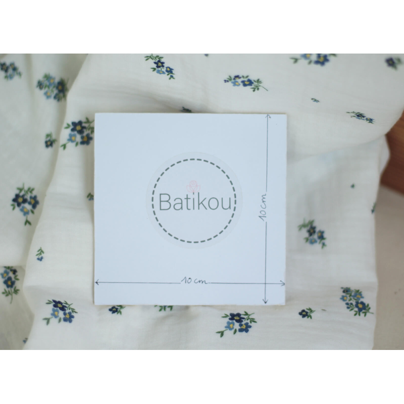 copy of ROZEN - Double gaze de coton BIO blanc motif exclusif