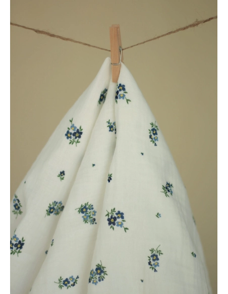 copy of ROZEN - Double gaze de coton BIO blanc motif exclusif