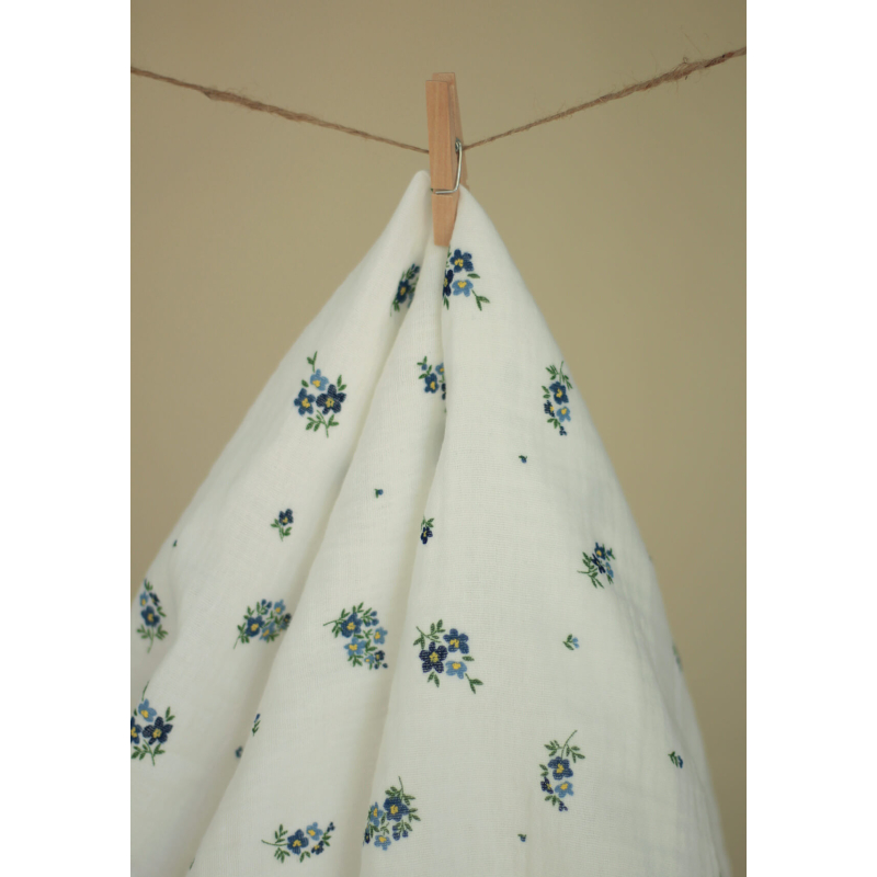 copy of ROZEN - Double gaze de coton BIO blanc motif exclusif