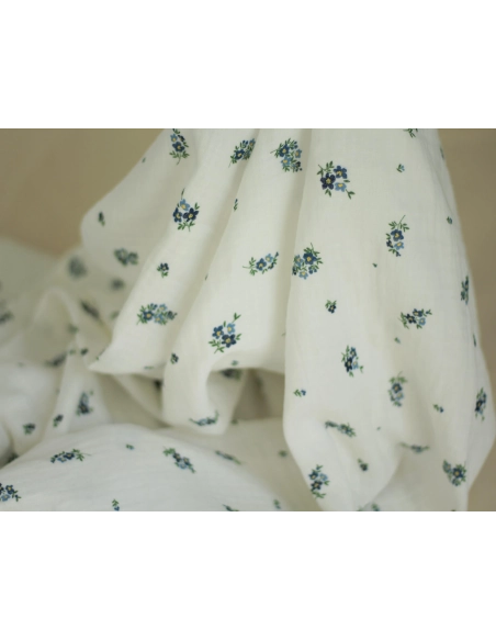 copy of ROZEN - Double gaze de coton BIO blanc motif exclusif