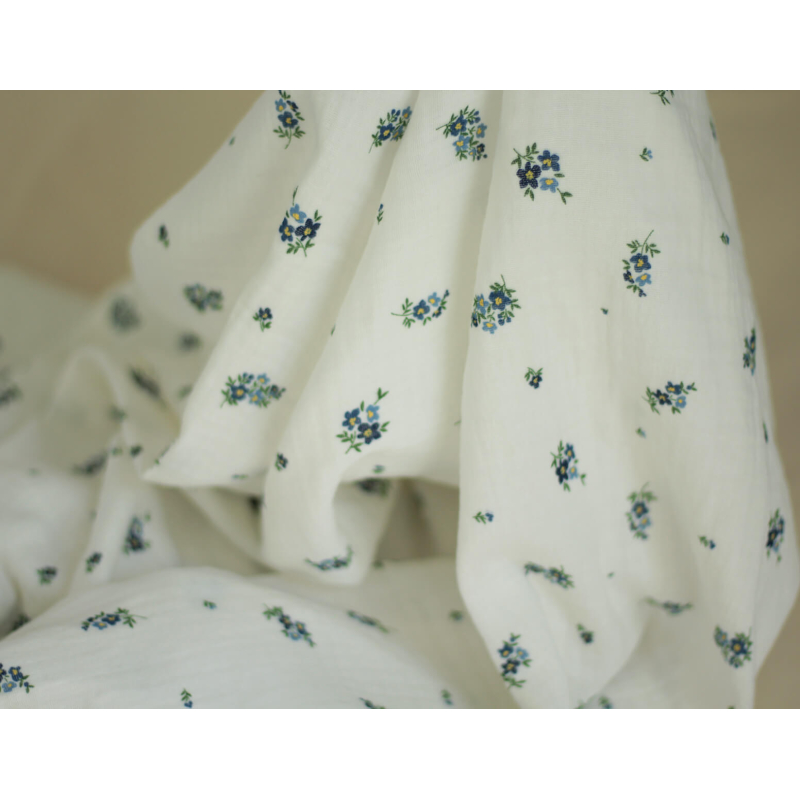 copy of ROZEN - Double gaze de coton BIO blanc motif exclusif