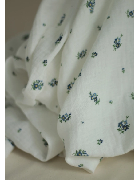 copy of ROZEN - Double gaze de coton BIO blanc motif exclusif