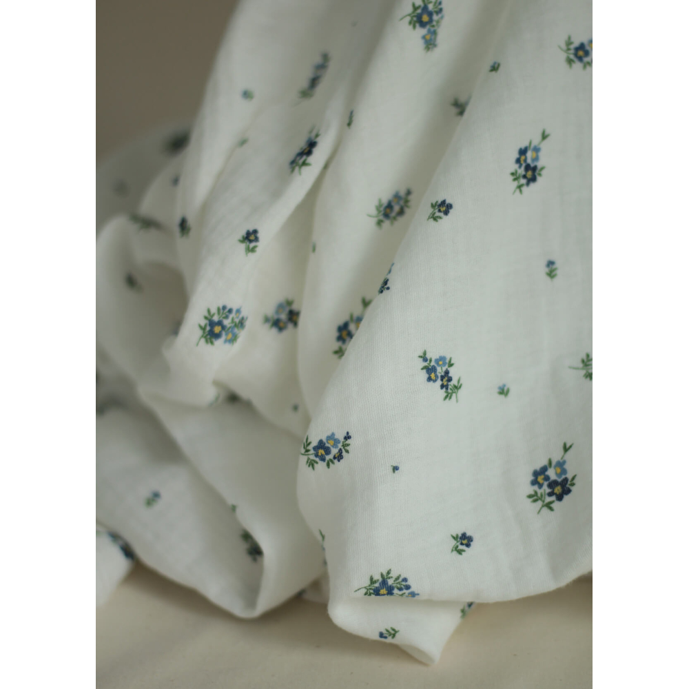 copy of ROZEN - Double gaze de coton BIO blanc motif exclusif