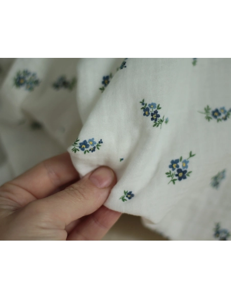 copy of ROZEN - Double gaze de coton BIO blanc motif exclusif