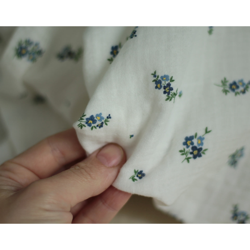 copy of ROZEN - Double gaze de coton BIO blanc motif exclusif