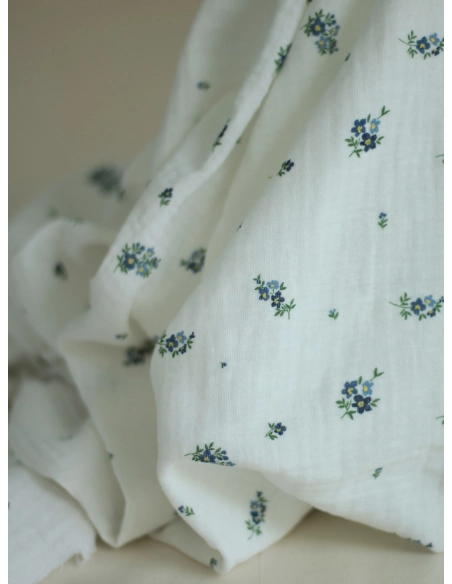 copy of ROZEN - Double gaze de coton BIO blanc motif exclusif