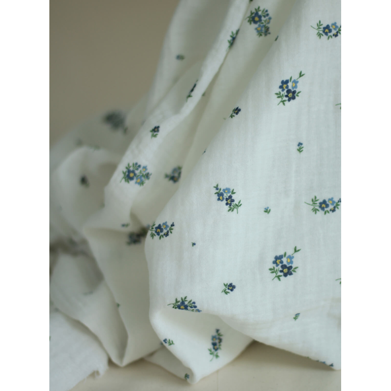 copy of ROZEN - Double gaze de coton BIO blanc motif exclusif