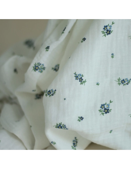 copy of ROZEN - Double gaze de coton BIO blanc motif exclusif