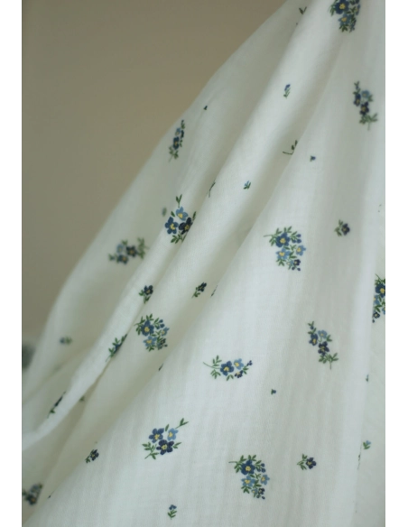 copy of ROZEN - Double gaze de coton BIO blanc motif exclusif