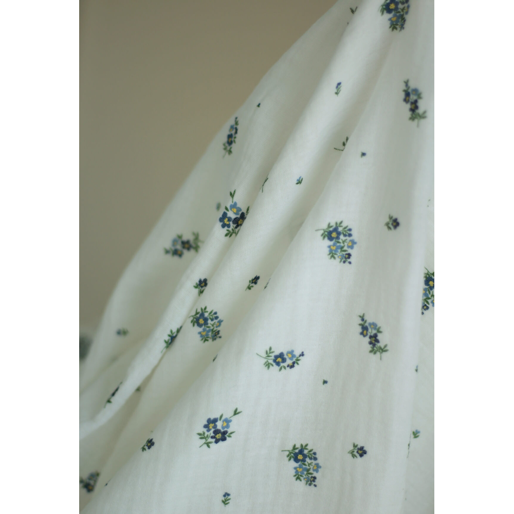 copy of ROZEN - Double gaze de coton BIO blanc motif exclusif