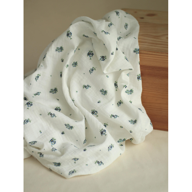 copy of ROZEN - Double gaze de coton BIO blanc motif exclusif