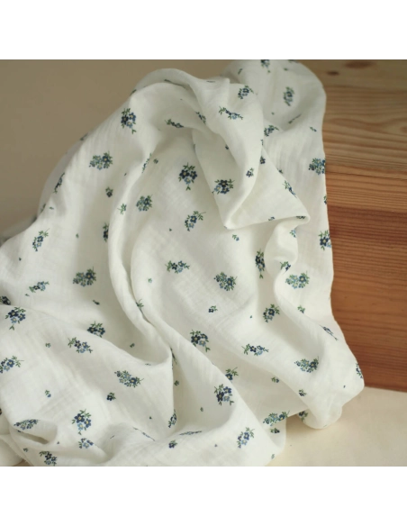 copy of ROZEN - Double gaze de coton BIO blanc motif exclusif