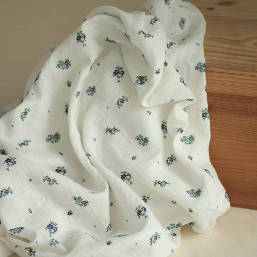 copy of ROZEN - Double gaze de coton BIO blanc motif exclusif